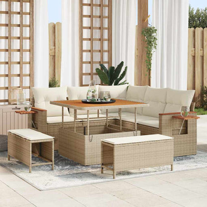 Set Divano da Giardino con cuscino 8 pcs Beige e Crema