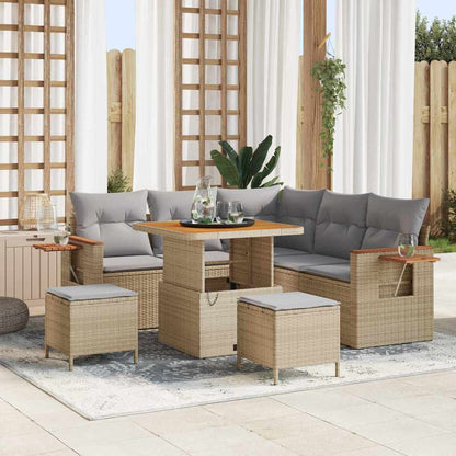 Set Divano da Giardino con cuscino 8 pcs Beige e Grigio Chiaro