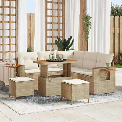 Set Divano da Giardino con cuscino 8 pcs Beige e Crema