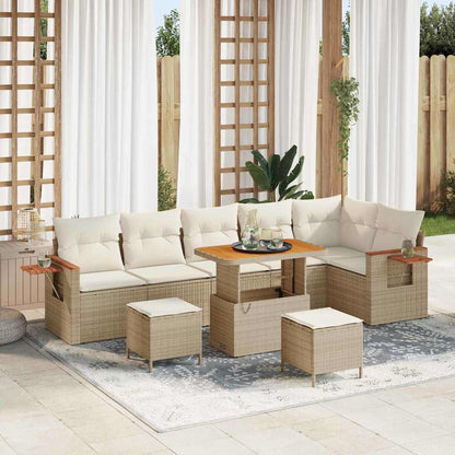 Set Divano da Giardino con cuscino 9 pcs Beige e Crema