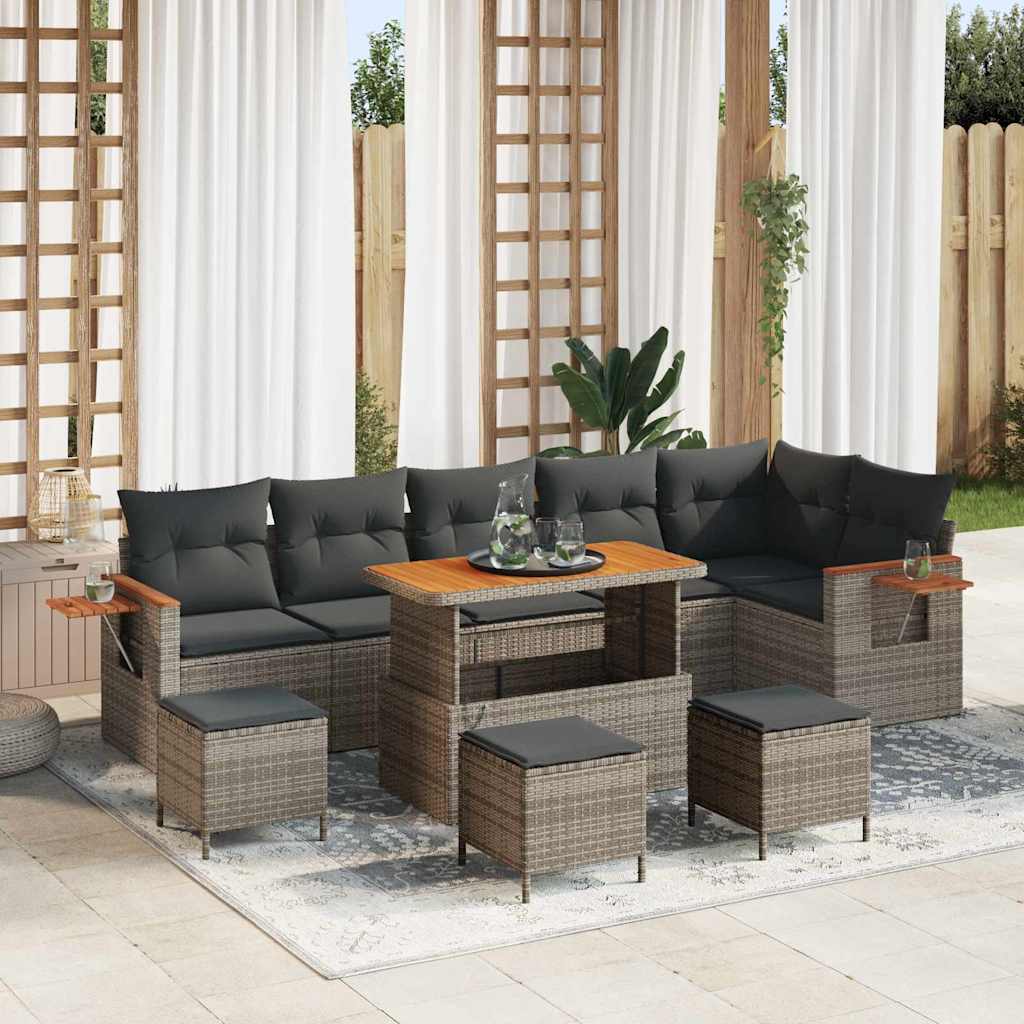 Set Divano da Giardino con cuscino 10 pcs Grigio