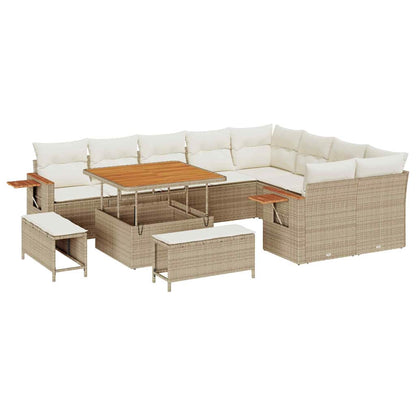 Set Divano da Giardino con cuscino 12 pcs Beige e Crema