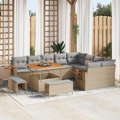 Set Divano da Giardino con cuscino 12 pcs Beige e Grigio Chiaro