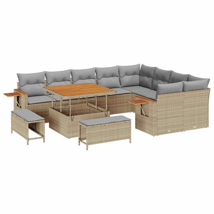 Set Divano da Giardino con cuscino 12 pcs Beige e Grigio Chiaro