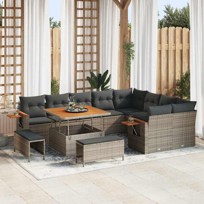 Set Divano da Giardino con cuscino 12 pcs Grigio