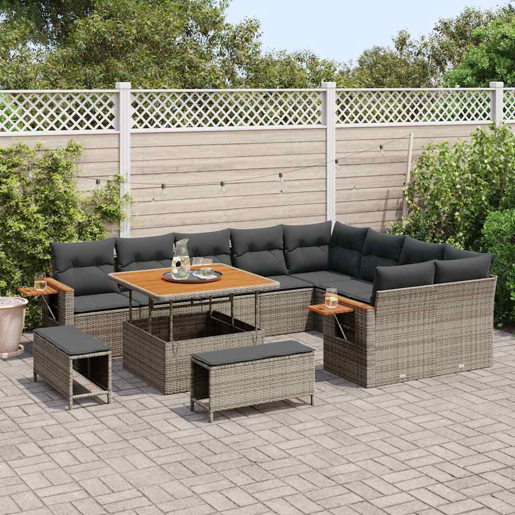 Set Divano da Giardino con cuscino 12 pcs Grigio