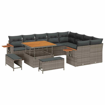 Set Divano da Giardino con cuscino 12 pcs Grigio