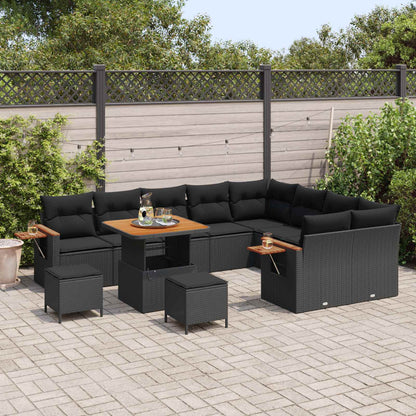 Set Divano da Giardino con cuscino 12 pcs Nero