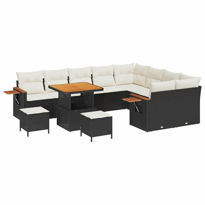 Set Divano da Giardino con cuscino 12 pcs Nero e Crema