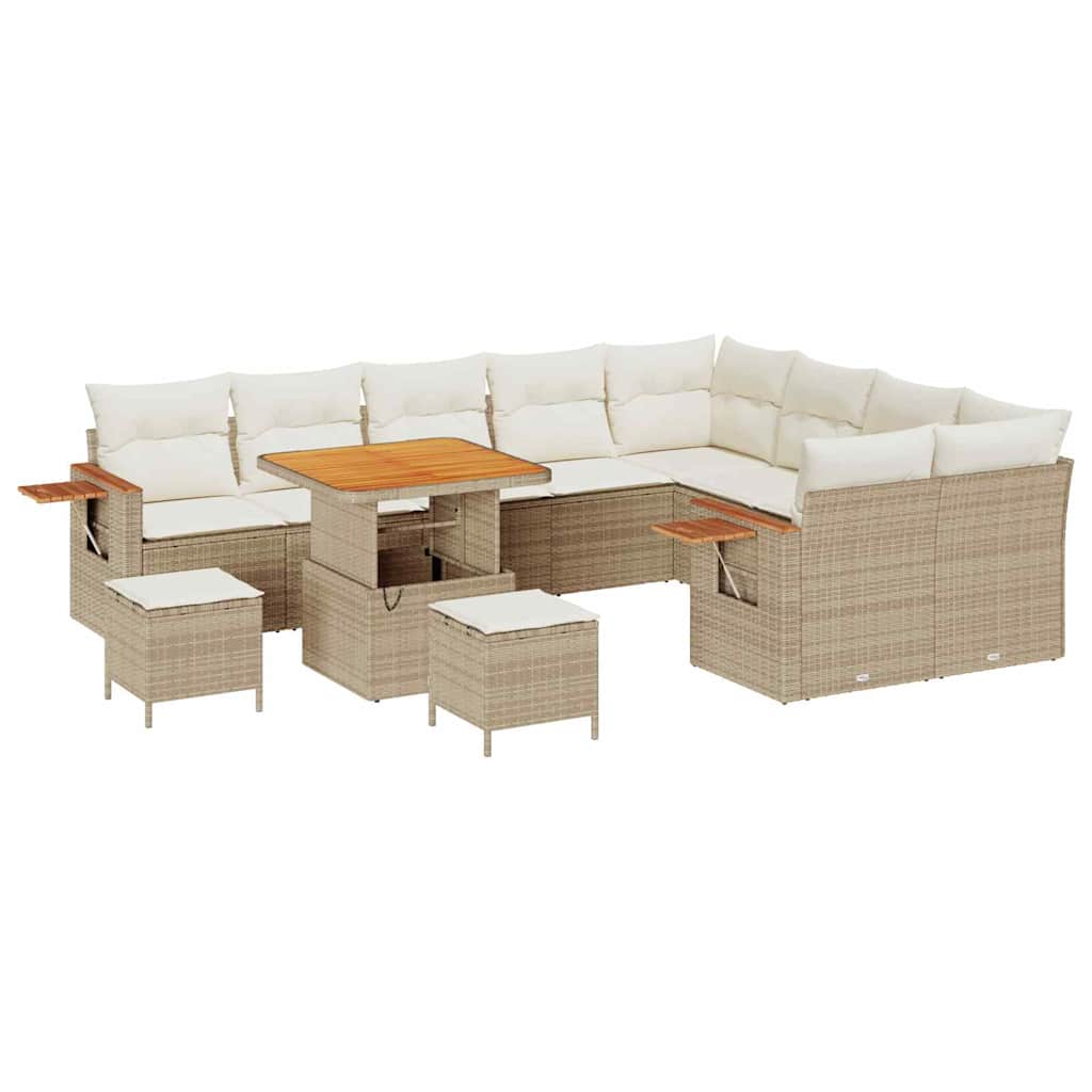 Set Divano da Giardino con cuscino 12 pcs Beige e Crema