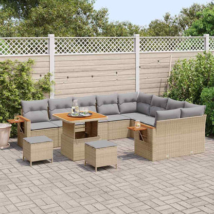 Set Divano da Giardino con cuscino 12 pcs Beige e Grigio Chiaro