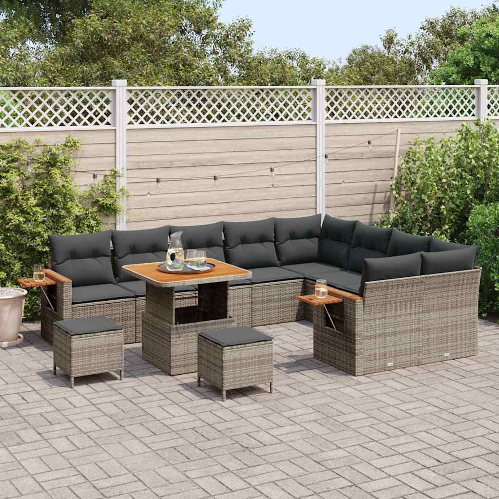 Set Divano da Giardino con cuscino 12 pcs Grigio