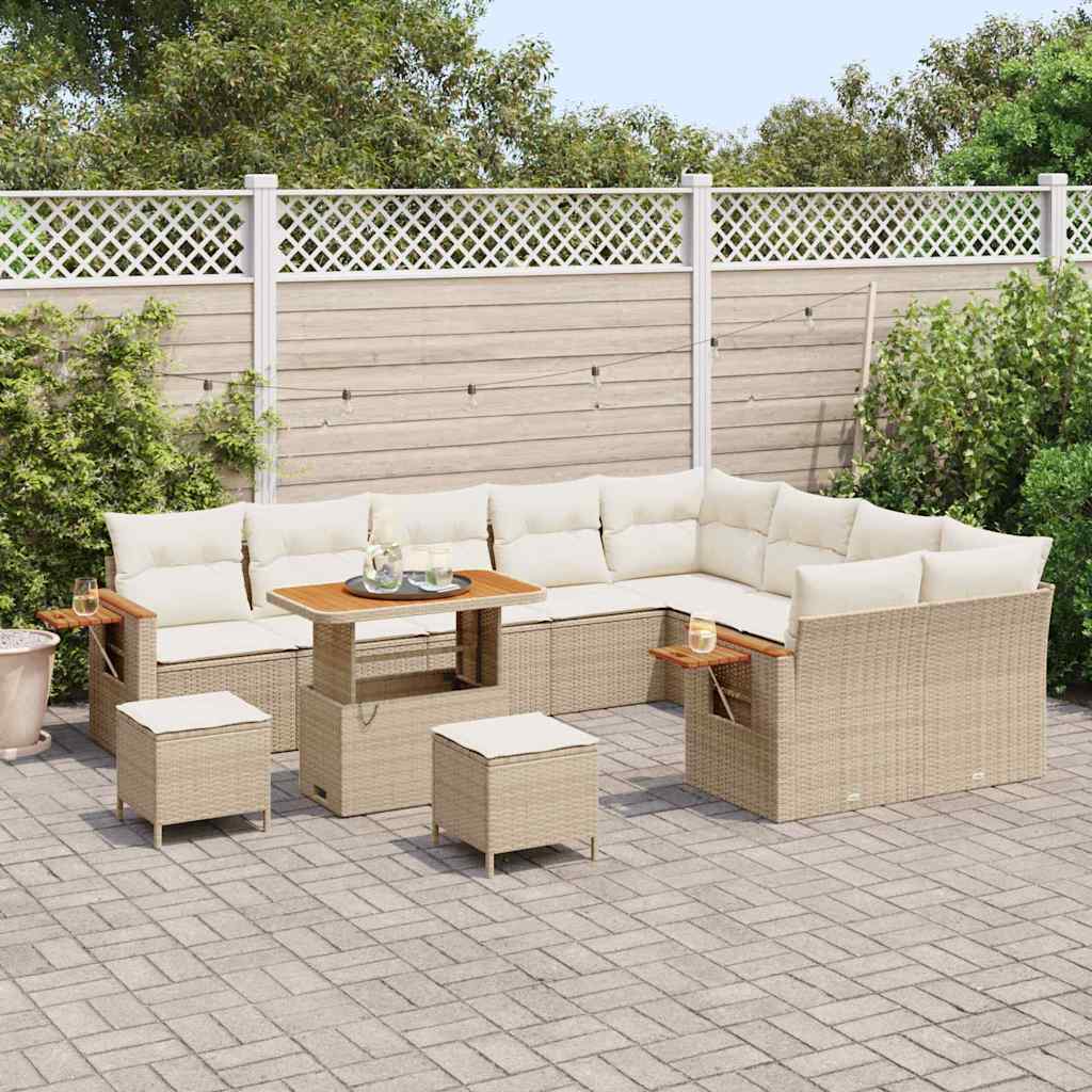 Set Divano da Giardino con cuscino 12 pcs Beige e Crema