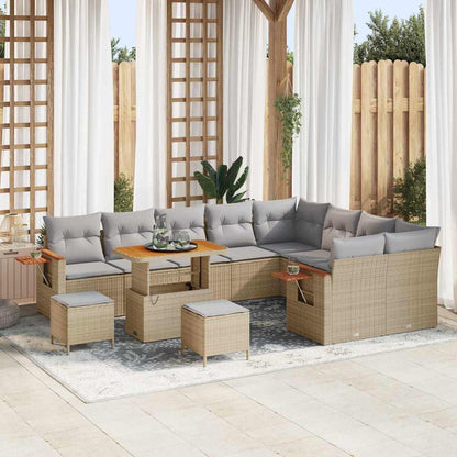 Set Divano da Giardino con cuscino 12 pcs Beige e Grigio Chiaro