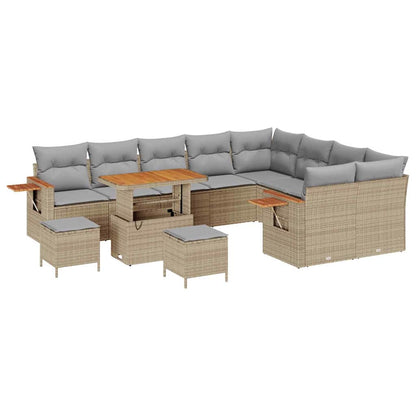 Set Divano da Giardino con cuscino 12 pcs Beige e Grigio Chiaro