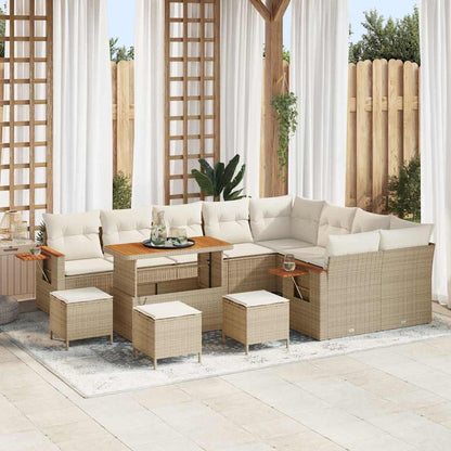 Set Divano da Giardino con cuscino 13 pcs Beige e Crema