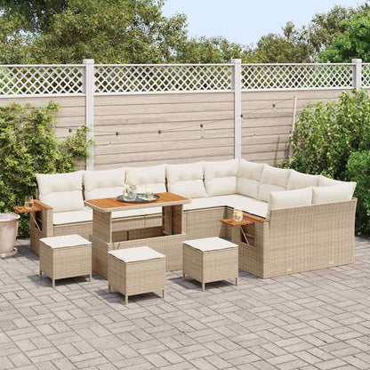 Set Divano da Giardino con cuscino 13 pcs Beige e Crema