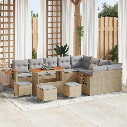 Set Divano da Giardino con cuscino 13 pcs Beige e Grigio Chiaro