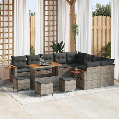 Set Divano da Giardino con cuscino 13 pcs Grigio