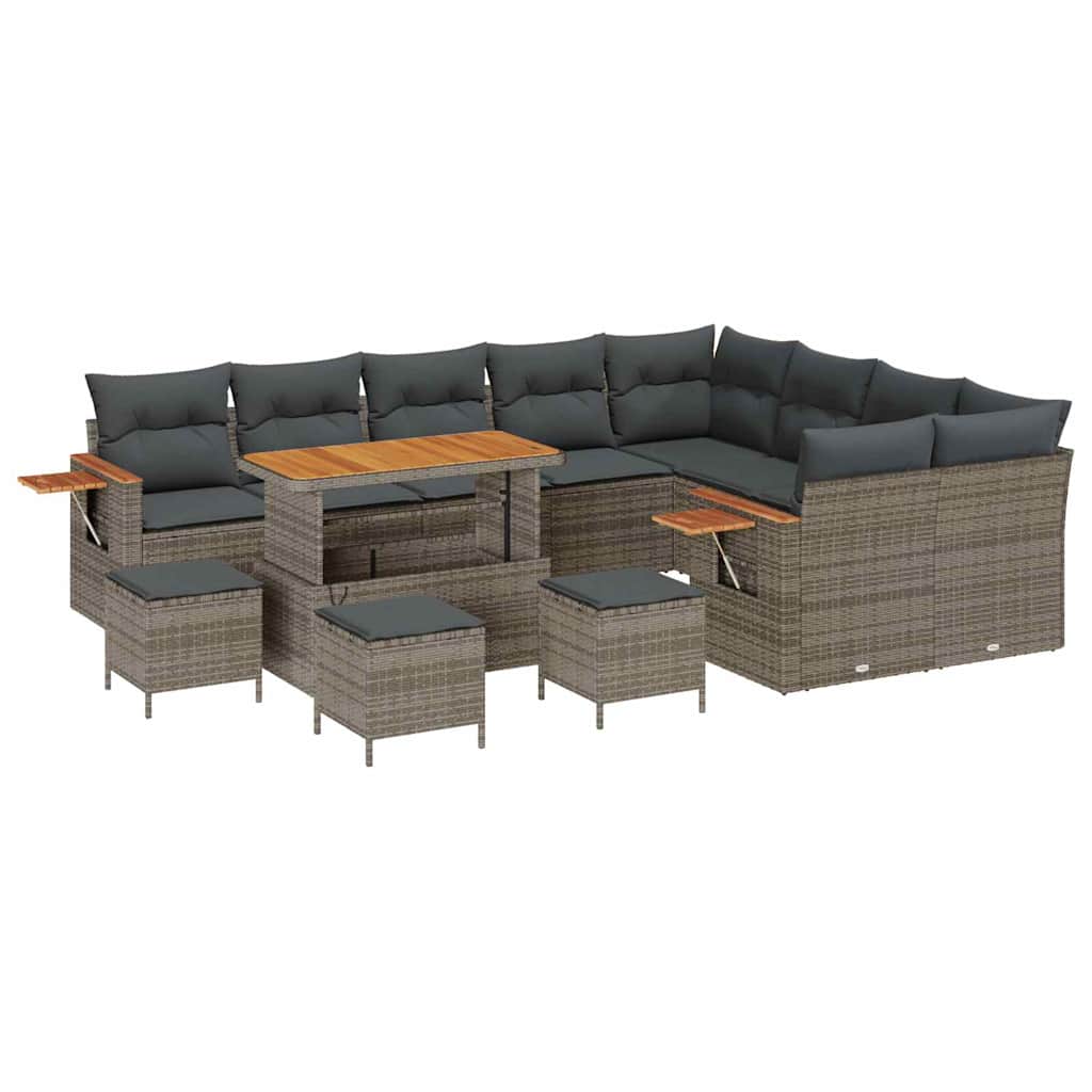 Set Divano da Giardino con cuscino 13 pcs Grigio