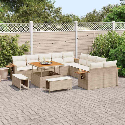 Set Divano da Giardino con cuscino 13 pcs Beige e Crema
