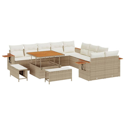 Set Divano da Giardino con cuscino 13 pcs Beige e Crema