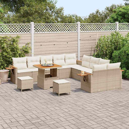 Set Divano da Giardino con cuscino 13 pcs Beige e Crema