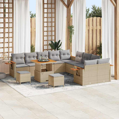 Set Divano da Giardino con cuscino 13 pcs Beige e Grigio Chiaro