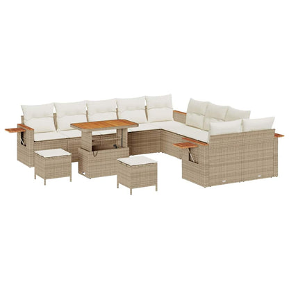 Set Divano da Giardino con cuscino 13 pcs Beige e Crema