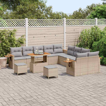 Set Divano da Giardino con cuscino 13 pcs Beige e Grigio Chiaro