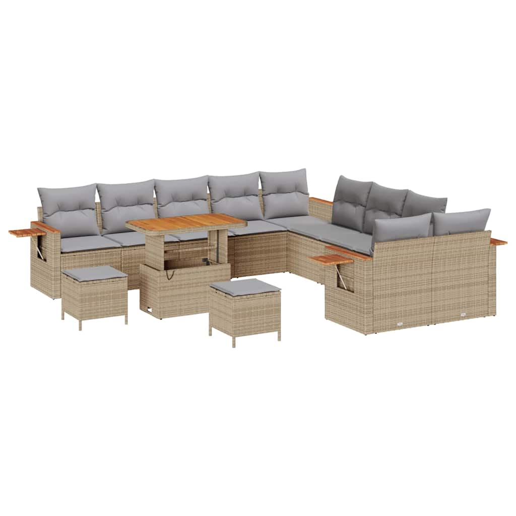 Set Divano da Giardino con cuscino 13 pcs Beige e Grigio Chiaro