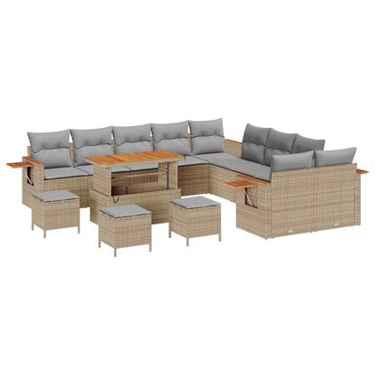 Set Divano da Giardino con cuscino 14 pcs Beige e Grigio Chiaro