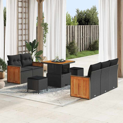 Set Divano da Giardino con cuscino 8 pcs Nero