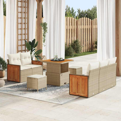 Set Divano da Giardino con cuscino 8 pcs Beige e Crema