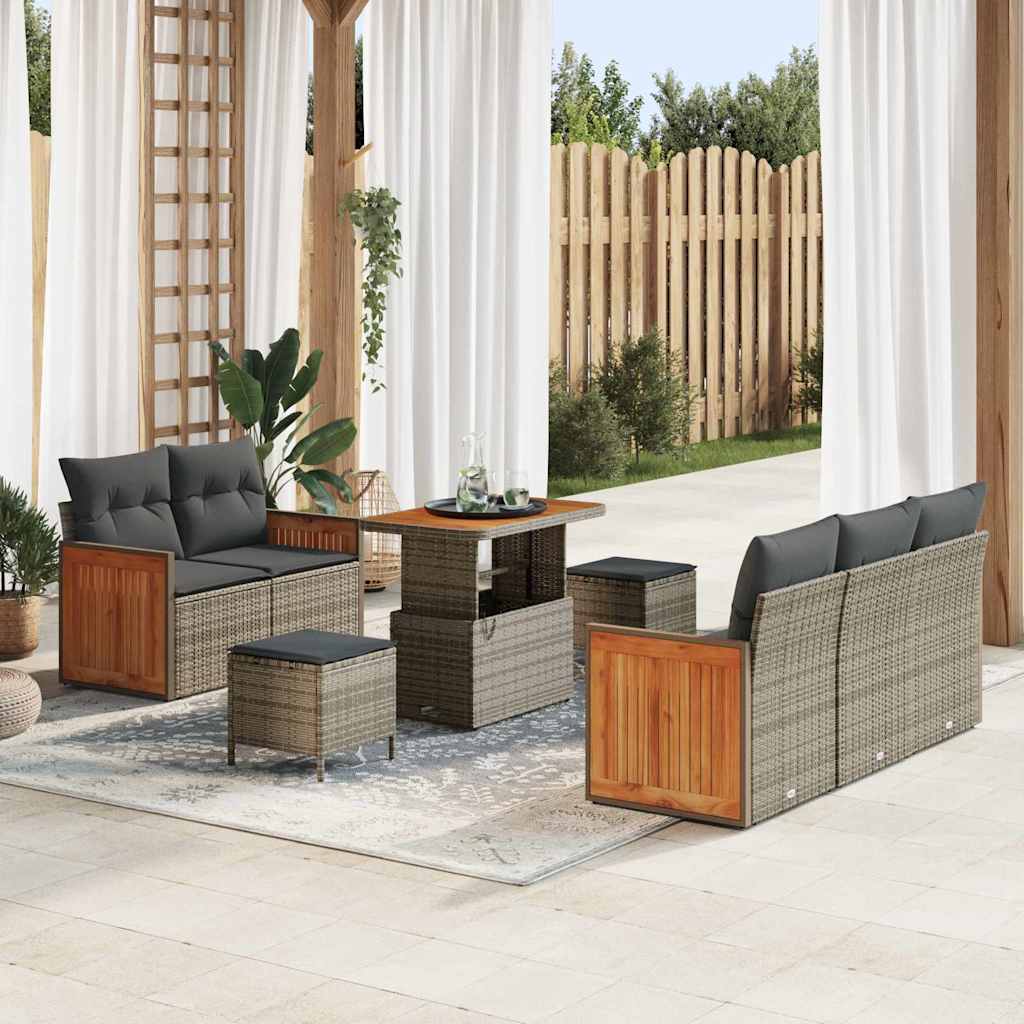 Set Divano da Giardino con cuscino 8 pcs Grigio