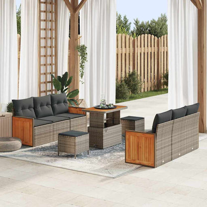 Set Divano da Giardino con cuscino 9 pcs Grigio