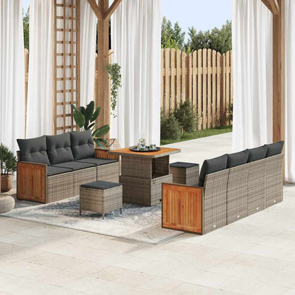 Set Divano da Giardino con cuscino 10 pcs Grigio