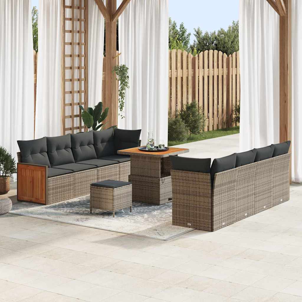 Set Divano da Giardino con cuscino 11 pcs Grigio