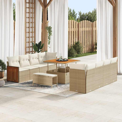 Set Divano da Giardino con cuscino 11 pcs Beige e Crema