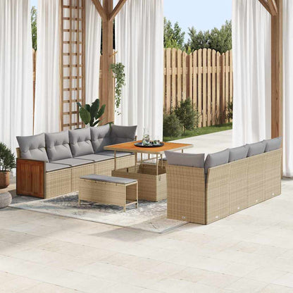 Set Divano da Giardino con cuscino 11 pcs Beige e Grigio Chiaro