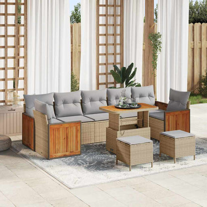 Set Divano da Giardino con cuscino 10 pcs Beige e Grigio Chiaro