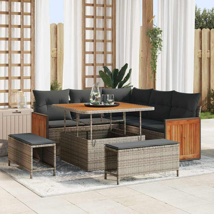 Set Divano da Giardino con cuscino 8 pcs Grigio