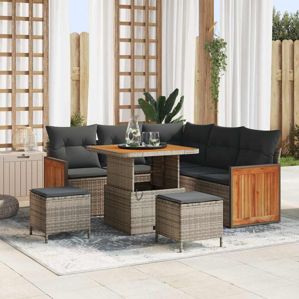 Set Divano da Giardino con cuscino 8 pcs Grigio