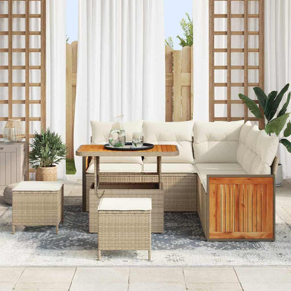 Set Divano da Giardino con cuscino 8 pcs Beige e Crema