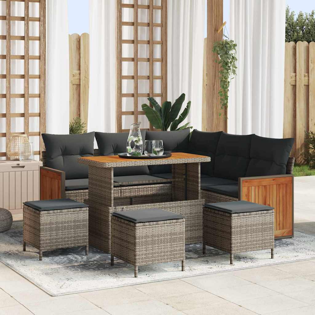 Set Divano da Giardino con cuscino 9 pcs Grigio