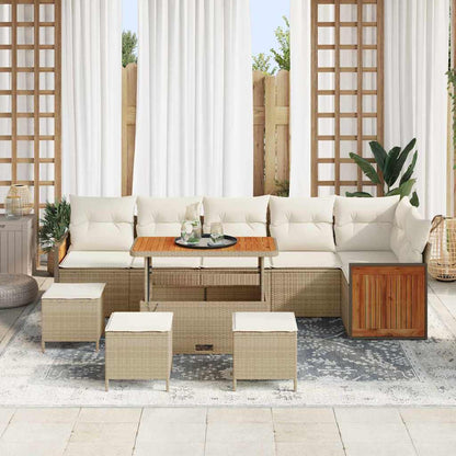 Set Divano da Giardino con cuscino 10 pcs Beige e Crema