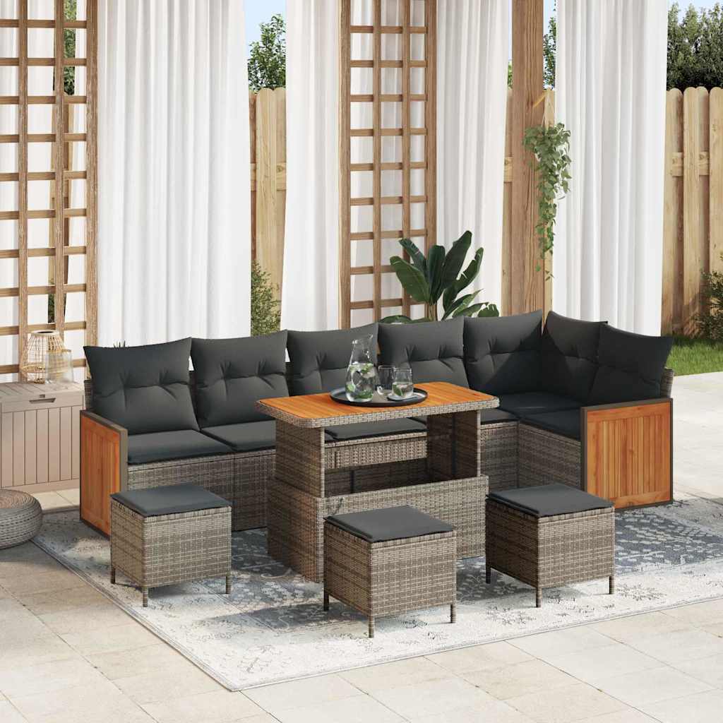 Set Divano da Giardino con cuscino 10 pcs Grigio
