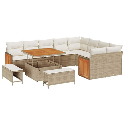 Set Divano da Giardino con cuscino 12 pcs Beige e Crema