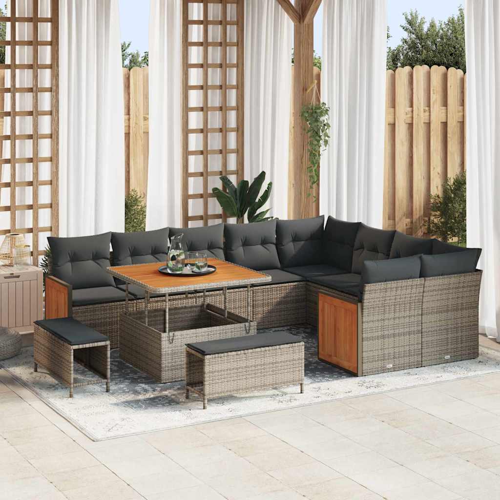 Set Divano da Giardino con cuscino 12 pcs Grigio