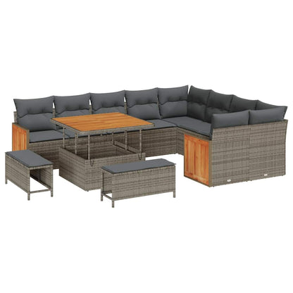 Set Divano da Giardino con cuscino 12 pcs Grigio
